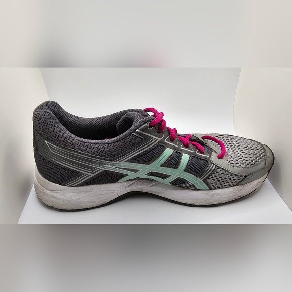 Asics  Gel Contend 4 Womens Size 7.5 Silver & Aqua Green Logo Pink Laces - Picture 5 of 13